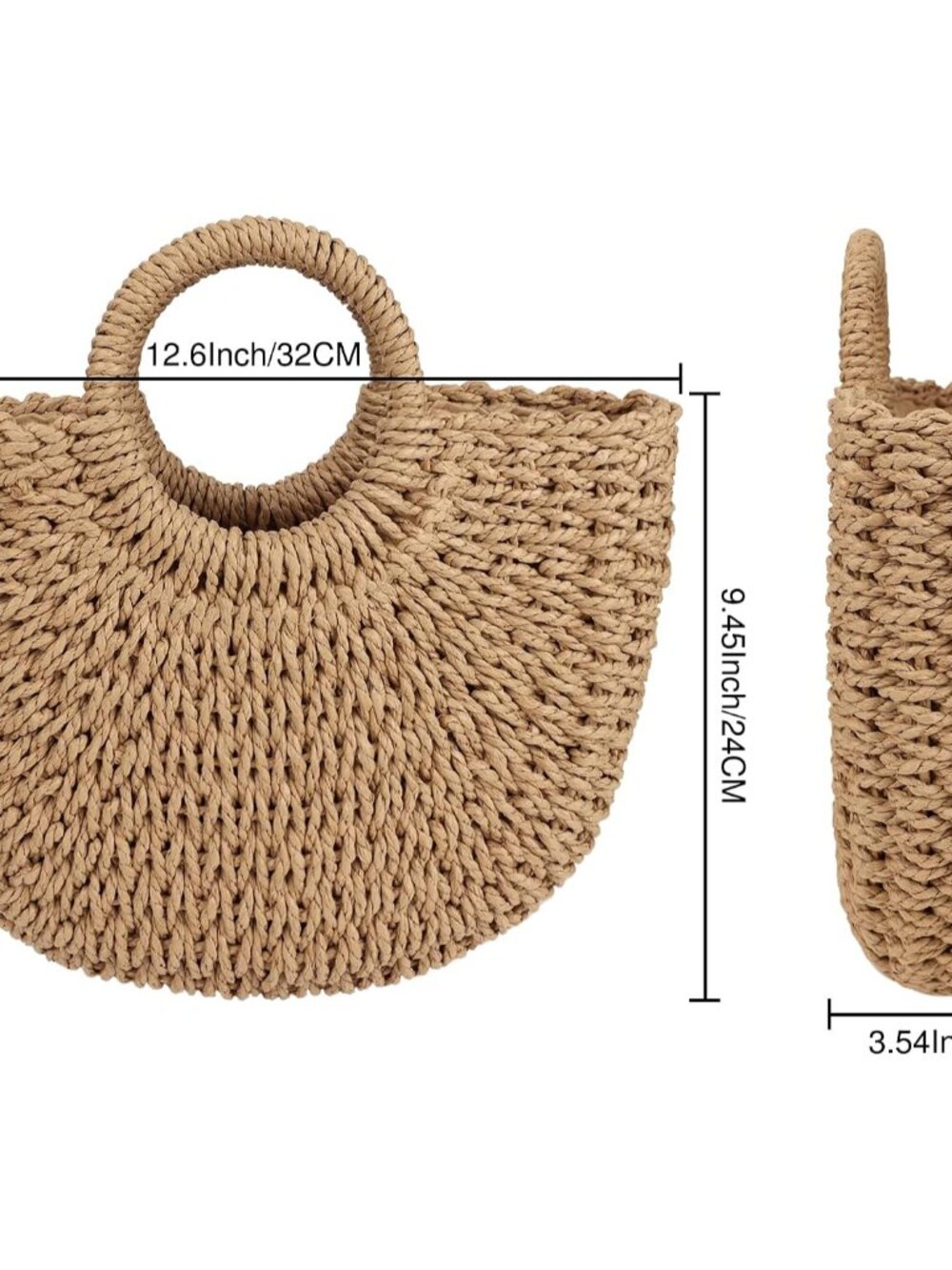 Womens Large Straw Beach Bag Woven Tote Bag Top Handle Handbag Purse for Summer - Picture 6 of 7